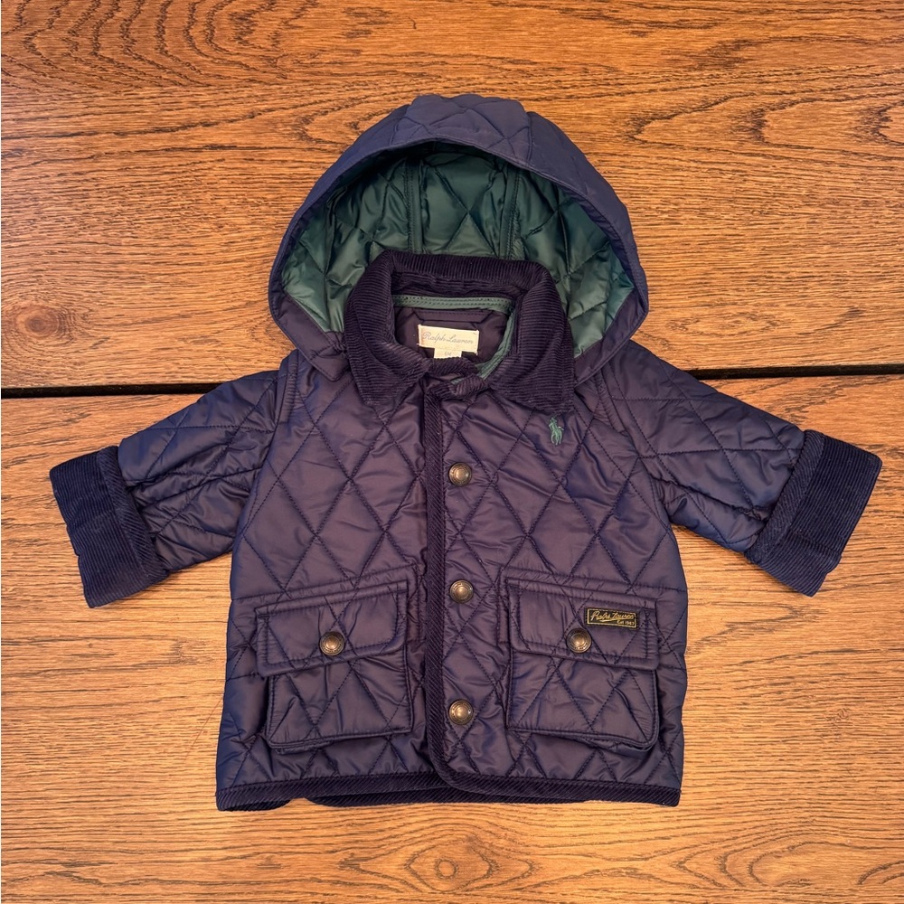 Ralph Lauren Kids Quilted Puffer Jacket 6M - Navy and Green NWT